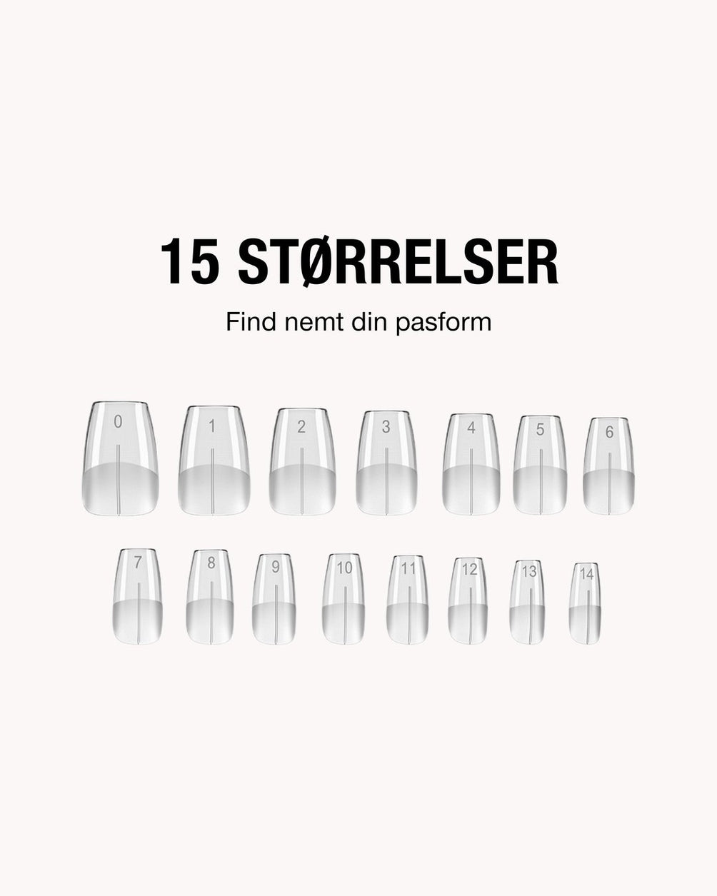 15 størrelser – find nemt din pasform