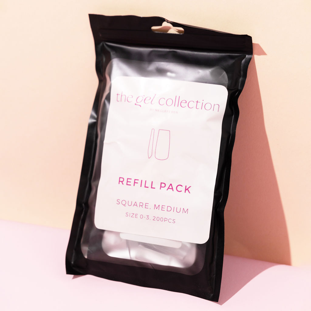 Soft Gel Press On Tipper Refill Pack • Square Medium (200 stk) • The Gel Collection
