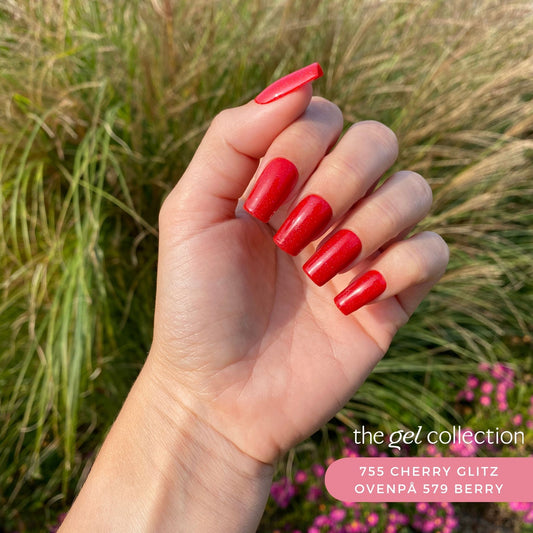 Gel Polish • 755 Cherry Glitz (semi-transparent) • 21FREE • The Gel Collection™