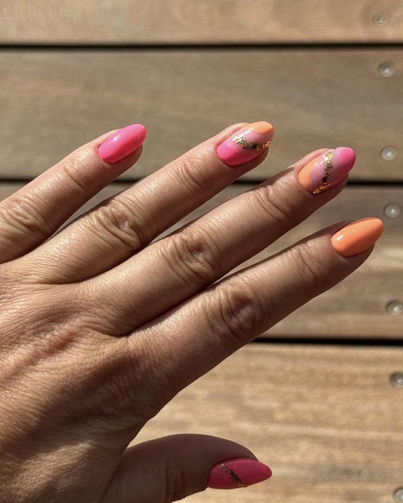 642 Orange Blaze + 584 Hot Pink + Foil Flakes, GOLD