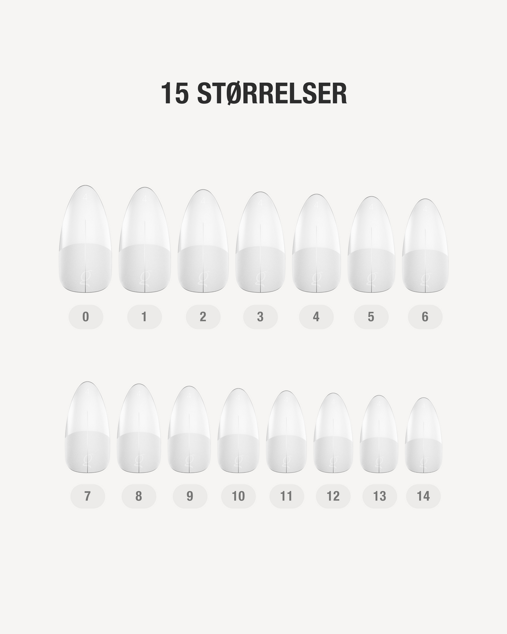 Gel Tips Almond Medium – 15 størrelser