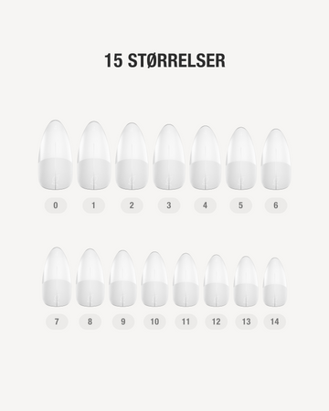 Gel Tips Almond Medium – 15 størrelser