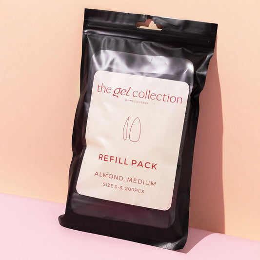 Soft Gel Press On Tipper Refill Pack • Almond Medium (200 stk) • The Gel Collection