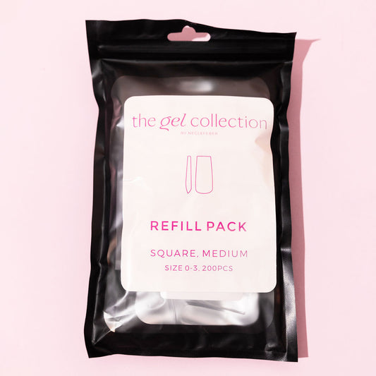 Soft Gel Press On Tipper Refill Pack • Square Medium (200 stk) • The Gel Collection