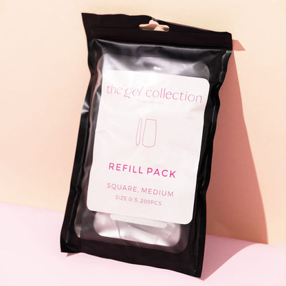 Soft Gel Press On Tipper Refill Pack • Square Medium (200 stk) • The Gel Collection